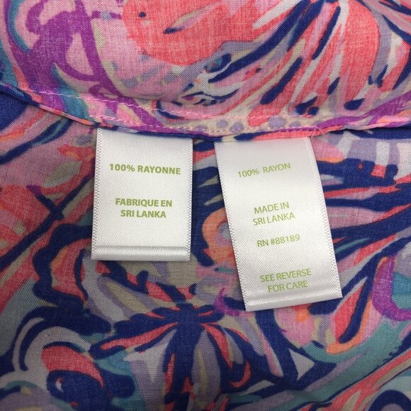 Lilly Pulitzer Sleeveless Stacey Top Size S Blue Current Drop Me A Lime - Picture 6 of 7